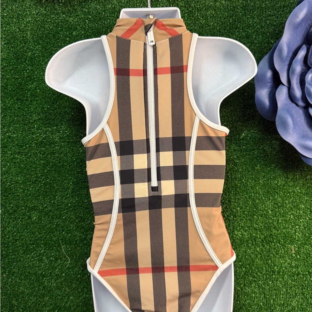 Burberry London England Checkered Zip Up Swim Suit Size 6 Youth - Picture 2 of 7